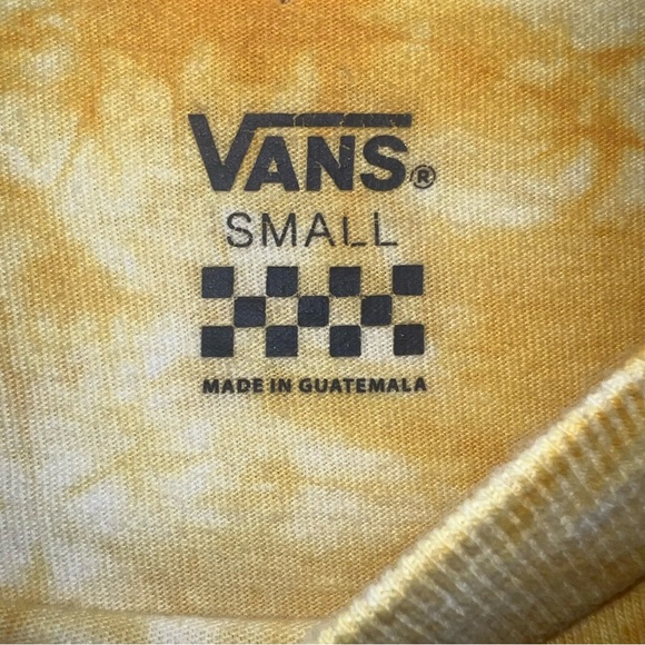 Vans Women’s Yellow Tie-Dye Cropped Long Sleeve Shirt Sz S - Picture 3 of 10